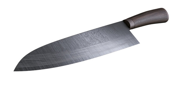 Damascus steel chef knife with textured dark handle
