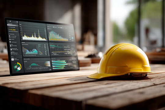  AI construction project system with holographic timelines, cost risks, and resource analytics.
