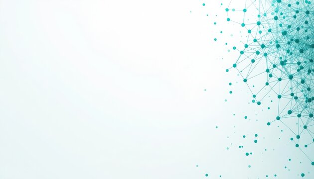 Abstract light blue digital network cluster with floating particles and interconnecting lines data connection abstract technology science background information nodes floating points