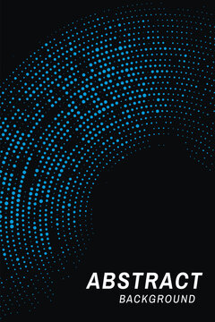 Abstract Blue Halftone Wave Background with Curved Dot Lines, Flowing Gradient Pattern and Dramatic Negative Space, Modern Futuristic Vertical Graphic for Posters, Covers, Banners and Digital Design