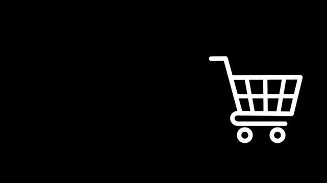 Line art Shopping Cart Icon for Online Store. shopping cart isolated on a black background.