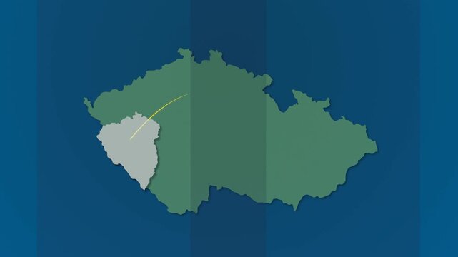 Czech Republic Network Map with Bright Connections Across Highlighted regions