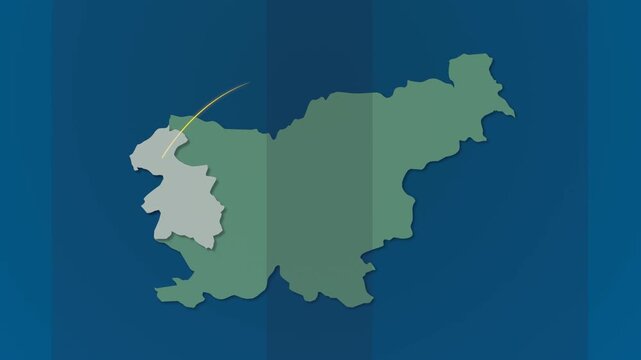 Slovenia Connectivity Map with Glowing Signals Connecting Highlighted regions
