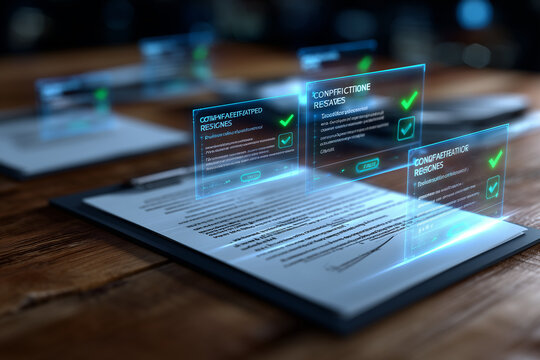  AI contract analysis system with holographic risk assessments and compliance checks.
