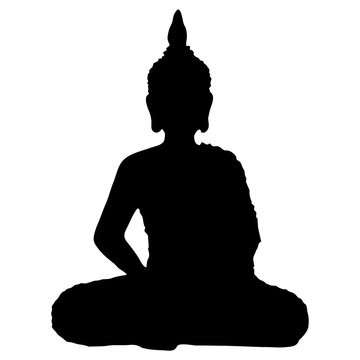 Classic Lord Buddha meditating black silhouette vector vector element for yoga and zen design