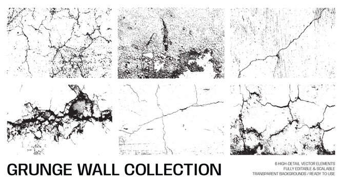 Old Wall Crack Texture Collection Vintage Concrete Distressed Grunge Background Pack