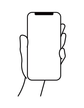スマートフォンを正面でしっかりと持つ手元イラスト