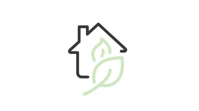 House and tree leaf, eco house simple line icon vector illustration. 