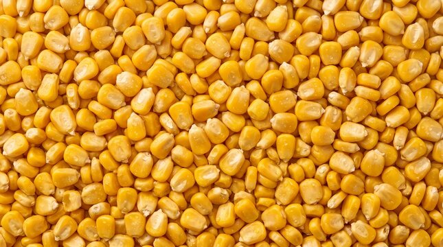 Golden Yellow Corn Kernels Scattered Across the Frame, Close-Up Texture