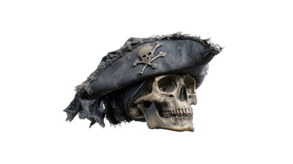 Fototapeta premium Skull wearing pirate hat for sailing adventures