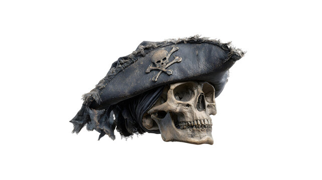 Skull wearing pirate hat for sailing adventures