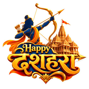 Dussehra india festival logo banner poster in illustration.