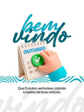 Bem-vindo Outubro Banner Post Card Insta Template Banner