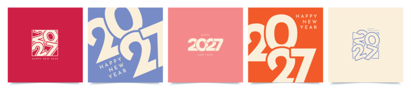 Minimalist Pink Happy New Year 2027 Square Banner Social Media Template