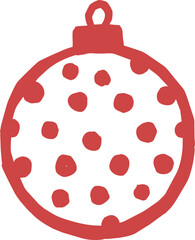 Naklejka premium Red christmas ornament with dotted pattern flat illustration