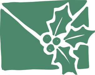 Naklejka premium Green holly branch christmas illustration