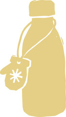 Naklejka premium Christmas gift bottle with snowflake tag in flat illustration