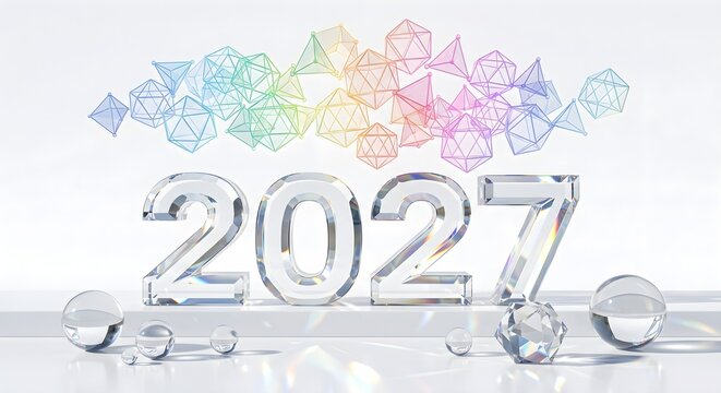 Complex Glass Prism and Dodecahedron 2027 Optical Art Installation