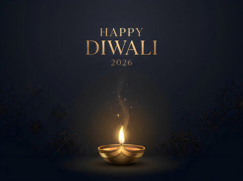 Diwali celebration with lit diya lamp