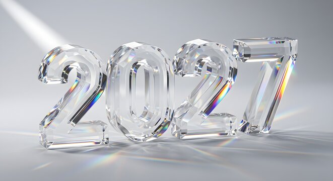 Modern Refractive Transparent Glass 3D 2027 Prism Typography