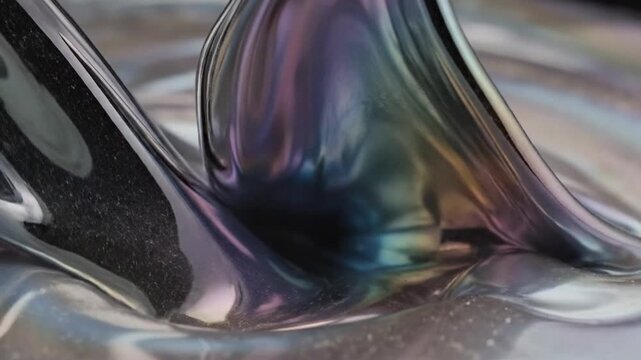 Iridescent Liquid Metal Swirling Macro Abstract