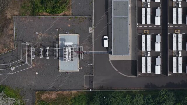 Aerial View of Neurath Power Plant and Battery Storage Facility in Germany