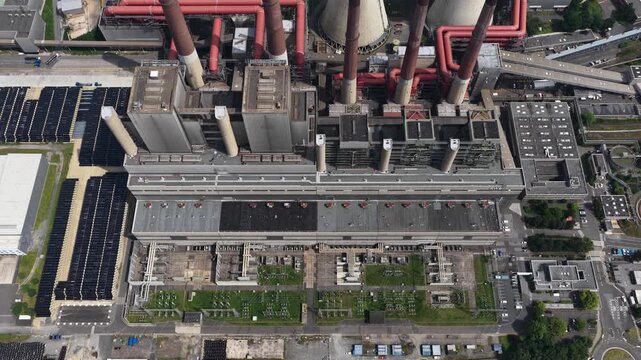 Aerial View of Neurath Power Plant and Battery Storage Facility in Germany