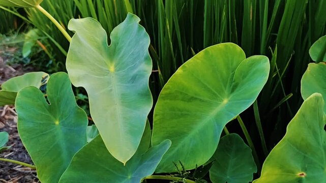 close up of green lumbu leaves. 4k video
