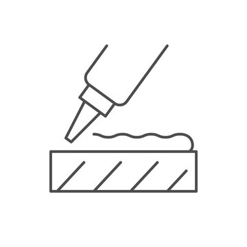 Sealant application line outline icon isolated on white. Vector illustration