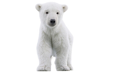 Fluffy young polar bear cub standing and looking forward © Uxia