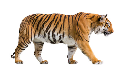 Obraz premium Majestic Bengal tiger walking with orange fur and black stripes