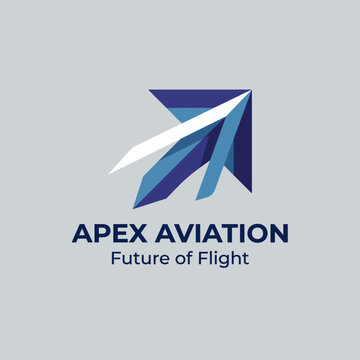 A sleek and modern logo representing Apex Aviation, designed with elegant colors and shapes that emulate flight, innovation, and the future of aviation technology and service.