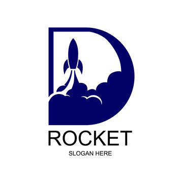 Rocket Launching from Letter D Logo