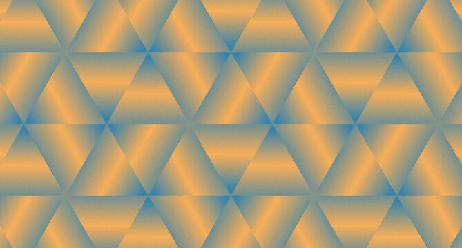 Abstract geometric pattern of overlapping blue and golden triangles creating a seamless textured background design