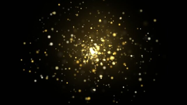 Abstract gold glitter particles background with bokeh effect