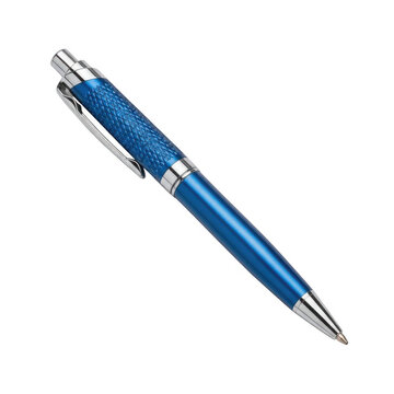 Blue metallic pen with silver tip