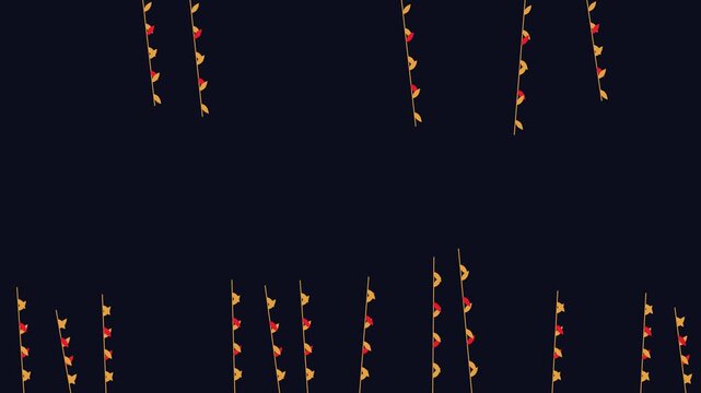 Abstract Boho Botanical Animation With Moving Stems and Leaves on Dark Background