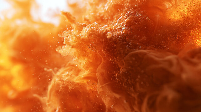 Abstract Orange Ink and Fluid Motion Swirl Texture