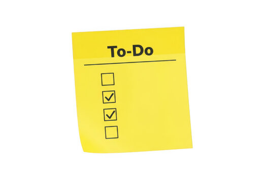 Yellow sticky note with to-do list text