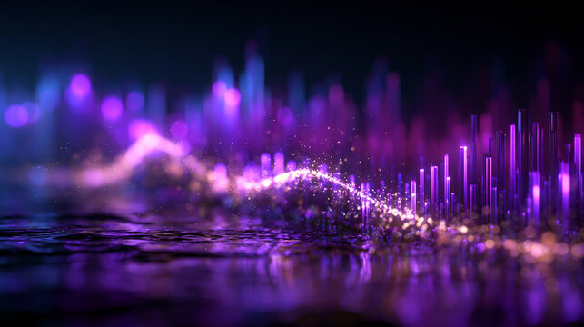 Abstract Digital Sound Wave and Glowing Audio Equalizer