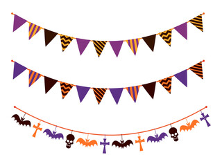 Obraz premium Halloween bunting and garland set isolated on a transparent background