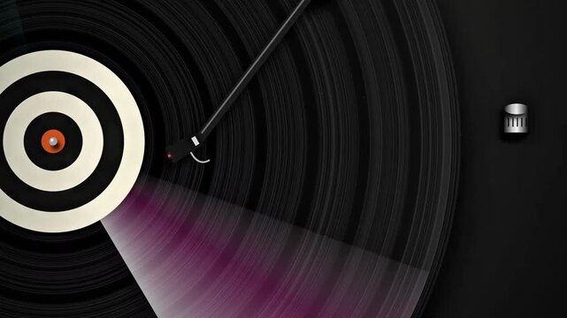 Close up of a vintage vinyl record spinning on a turntable