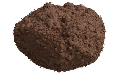 isolated clump of dry brown soil, earth, and clay, showcasing a rich, crumbly texture © omkuhh