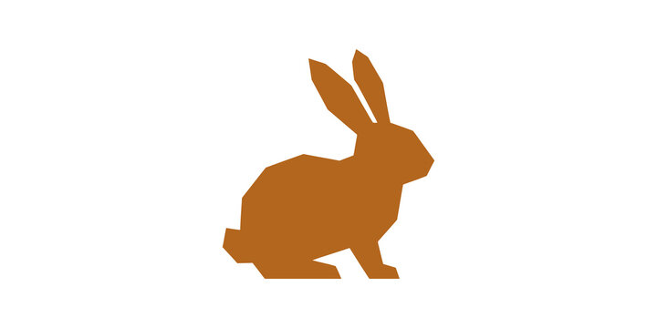 Rabbit orange flat icon for easter pet shop animal care graphic design.