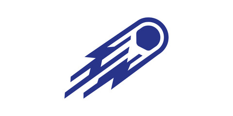 Falling meteor blue flat icon cosmic object design for abstract graphics. © SAJID