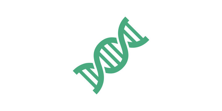 Dna helix green flat icon genetics biology research science medical study.