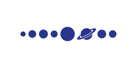 Blue planet system icon with ringed orb for space exploration science art. © SAJID