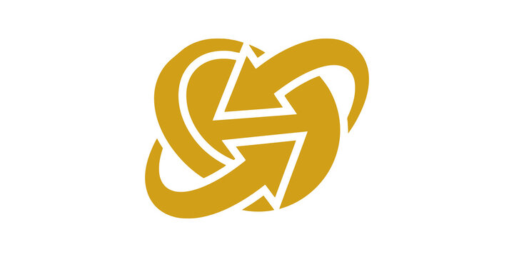 Golden circular arrow cycle icon for business growth and market movement.