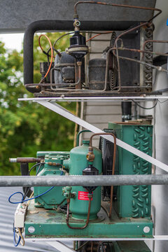 Industrial Refrigeration Air Conditioning Units on Outdoor Scaffolding
