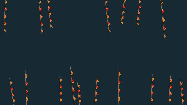 Abstract Boho Botanical Animation With Moving Stems and Leaves Against a Dark Background
